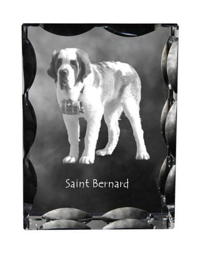 Artdog Bernardin, pes sv. Bernard - kristal s fotografijo psa, stekleni kipec s fotografijo, unikaten okvir s fotografijo Art-Dog
