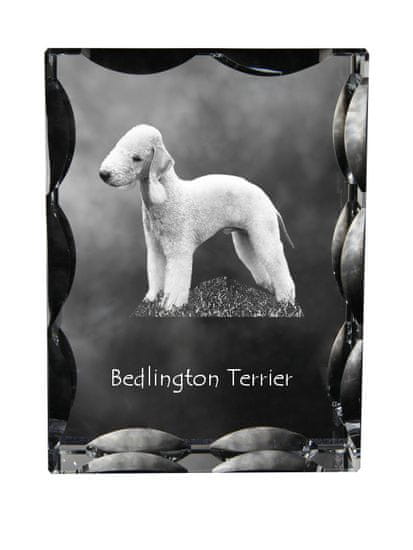 Artdog Bedlington terier, Rothbury terier - kristal s fotografijo psa, stekleni kipec s fotografijo, unikaten okvir s fotografijo Art-Dog
