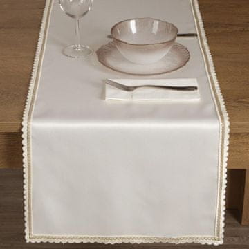 shumee ČIPKASTI NAMIZNIK 40 X 180 CM KREM