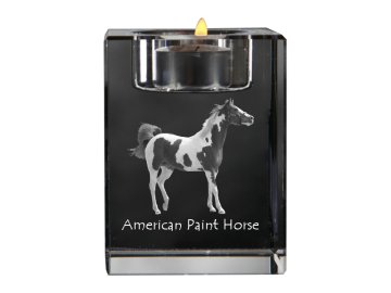 Artdog American Paint Horse - svečnik s fotografijo mačke, kristalno stojalo za čajne svečke, personalizirano darilo Art-Dog