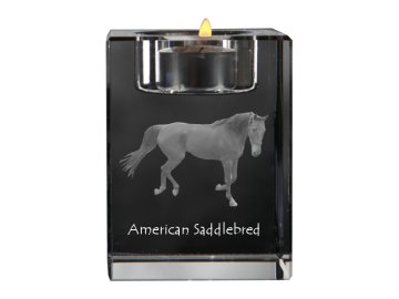 Artdog Ameriški sedlasti konj - svečnik s sliko mačke, kristalno stojalo za čajne svečke, personalizirano darilo Art-Dog