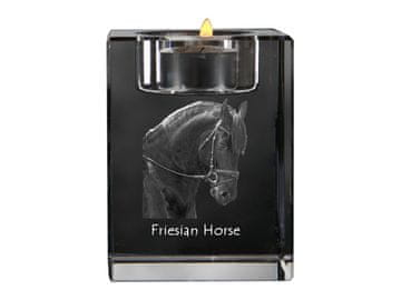 Artdog Frizijski konj - svečnik s sliko mačke, kristalno stojalo za čajne svečke, personalizirano darilo Art-Dog