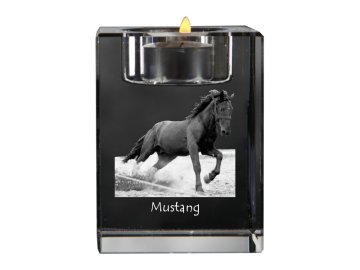 Artdog Mustang - svečnik s sliko mačke, kristalno stojalo za čajne svečke, personalizirano darilo Art-Dog