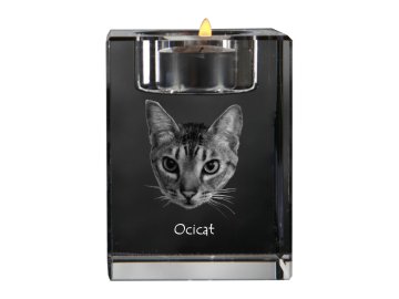 Artdog Ocicat - svečnik s sliko konja, kristalno stojalo za čajne svečke, personalizirano darilo Art-Dog