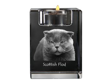 Artdog Scottish fold - svečnik s sliko konja, kristalno stojalo za čajne svečke, personalizirano darilo Art-Dog