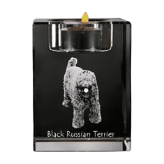 Artdog Ruski črni terier - svečnik s sliko psa, kristalno stojalo za čajne svečke, personalizirano darilo Art-Dog