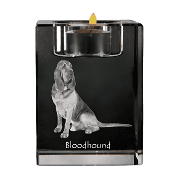 Artdog Bloodhound, Saint's Dog Huberta - svečnik s sliko psa, kristalno stojalo za čajne svečke, personalizirano darilo Art-Dog