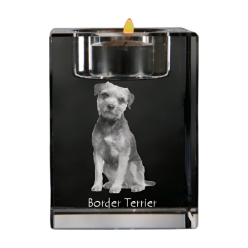 Artdog Border Terrier - svečnik s fotografijo psa, kristalno stojalo za čajne svečke, personalizirano darilo Art-Dog
