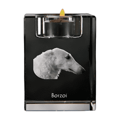 Artdog Russian Borzoi Greyhound, Borzoi, Barzoi - svečnik s sliko psa, kristalno stojalo za čajne svečke, personalizirano darilo Art-Dog