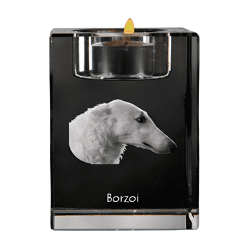 Artdog Russian Borzoi Greyhound, Borzoi, Barzoi - svečnik s sliko psa, kristalno stojalo za čajne svečke, personalizirano darilo Art-Dog