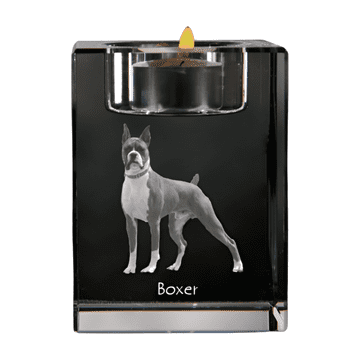 Artdog Boxer, Boxer III - svečnik s sliko psa, kristalno stojalo za čajne svečke, personalizirano darilo Art-Dog