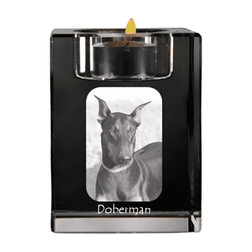 Artdog Doberman, Dobermann - svečnik s sliko psa, kristalno stojalo za čajne svečke, personalizirano darilo Art-Dog