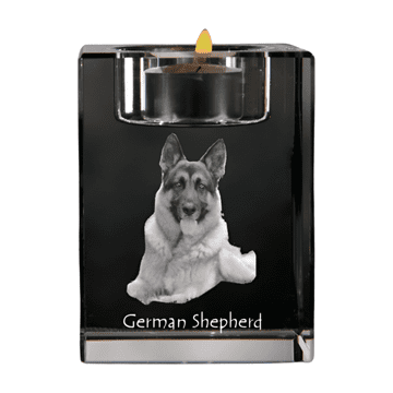 Artdog Nemški ovčar, alzaški - svečnik s sliko psa, kristalno stojalo za čajne svečke, personalizirano darilo Art-Dog