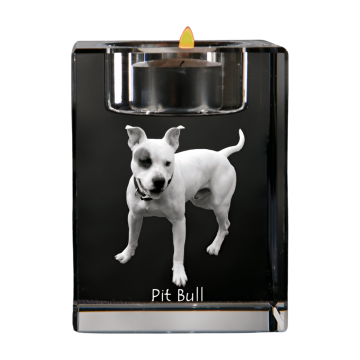Artdog Ameriški pit bull terier, pit bull, ameriški pit bul terier, pitbull, APBT - svečnik s fotografijo psa, kristalno stojalo za čajne svečke, personalizirano Art-Dog darilo