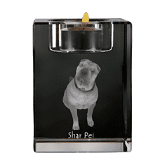 Artdog Shar Pei - svečnik s fotografijo psa, kristalno stojalo za čajne svečke, personalizirano darilo Art-Dog