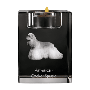 Artdog Ameriški koker španjel - svečnik s sliko psa, kristalno stojalo za čajne svečke, personalizirano darilo Art-Dog
