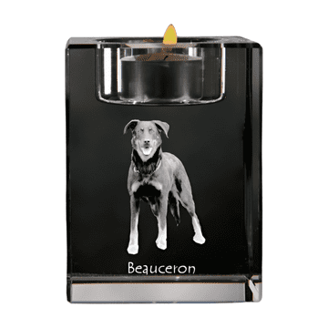 Artdog Francoski ovčar Beauceron - svečnik s sliko psa, kristalno stojalo za čajne svečke, personalizirano darilo Art-Dog