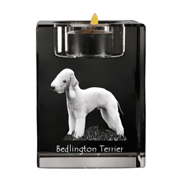 Artdog Bedlington terier, Rothbury terier - svečnik s sliko psa, kristalno stojalo za čajne svečke, personalizirano darilo Art-Dog