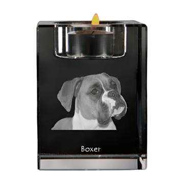 Artdog Boxer, Boxer I - svečnik s fotografijo psa, kristalno stojalo za čajne svečke, personalizirano darilo Art-Dog