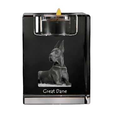 Artdog Nemška doga I - svečnik s fotografijo psa, kristalno stojalo za čajne svečke, personalizirano darilo Art-Dog
