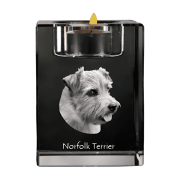 Artdog Norfolk terier - svečnik s fotografijo psa, kristalno stojalo za čajne svečke, personalizirano darilo Art-Dog