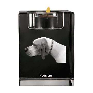 Artdog Pointer I - svečnik s sliko psa, kristalno stojalo za čajne svečke, personalizirano darilo Art-Dog
