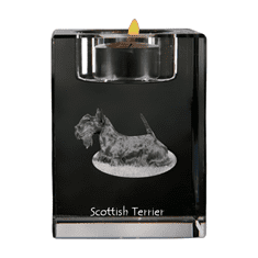 Artdog Škotski terier, Aberdeen terier - svečnik s sliko psa, kristalno stojalo za čajne svečke, personalizirano darilo Art-Dog