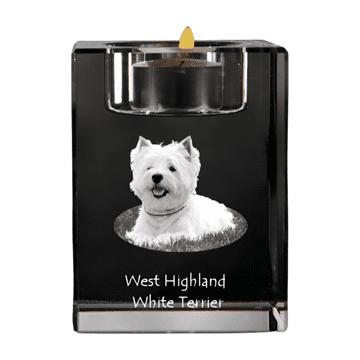 Artdog West Highland White Terrier, Westie - svečnik s fotografijo psa, kristalno stojalo za čajne svečke, personalizirano darilo Art-Dog
