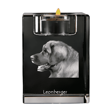 Artdog Leonberger - svečnik s sliko psa, kristalno stojalo za čajne svečke, personalizirano darilo Art-Dog