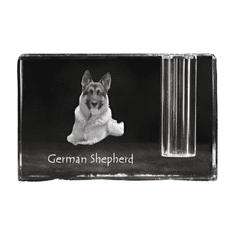 Artdog Nemški ovčar, alzaški - stojalo za pisala, kristalni organizator s fotografijo psa, unikatna namizna dekoracija Art-Dog
