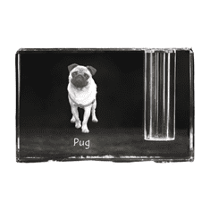 Artdog Pug, Pug, Carlin - stojalo za pisala, kristalni organizator s fotografijo psa, unikatna dekoracija za mizo Art-Dog
