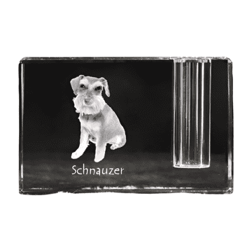 Artdog Šnavcer, Schnauzer - stojalo za pisala, kristalni organizator s fotografijo psa, unikatna namizna dekoracija Art-Dog