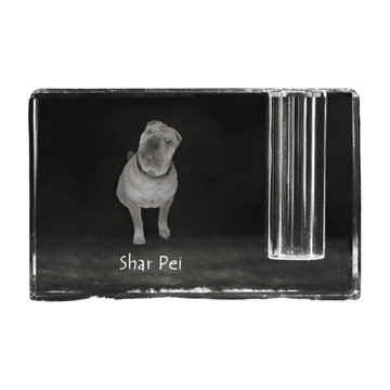 Artdog Shar Pei - stojalo za pisala, kristalni organizator s fotografijo psa, unikatna namizna dekoracija Art-Dog