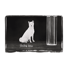 Artdog Shiba Inu - stojalo za pisala, kristalni organizator s fotografijo psa, unikatna namizna dekoracija Art-Dog