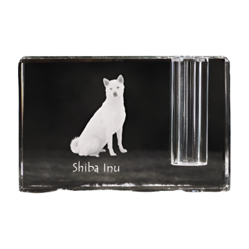 Artdog Shiba Inu - stojalo za pisala, kristalni organizator s fotografijo psa, unikatna namizna dekoracija Art-Dog
