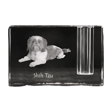 Artdog Shih Tzu, Shi tsu, Shi-Tzu, Szi-cu, Szitzu - stojalo za pisala, kristalni organizator s fotografijo psa, unikatna namizna dekoracija Art-Dog