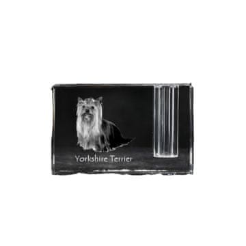 Artdog Yorkshire terier, York, York, Yorkie - stojalo za pisala, kristalni organizator s fotografijo psa, unikatna dekoracija za pisalno mizo Art-Dog