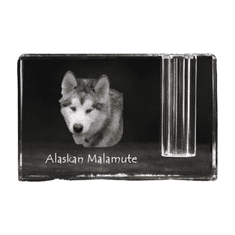 Artdog Aljaški malamut - stojalo za pisala, kristalni organizator s fotografijo psa, unikatna namizna dekoracija Art-Dog
