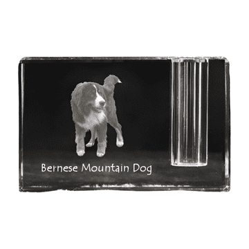 Artdog Bernski planšar, Bernski planšar - stojalo za pisala, kristalni organizator s fotografijo psa, unikatna namizna dekoracija Art-Dog