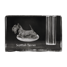 Artdog Škotski terier, Aberdeen terier - stojalo za pisala, kristalni organizator s fotografijo psa, unikatna namizna dekoracija Art-Dog