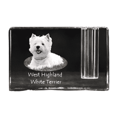 Artdog West Highland White Terrier, Westie - stojalo za pisala, kristalni organizator s fotografijo psa, unikatna dekoracija za mizo Art-Dog