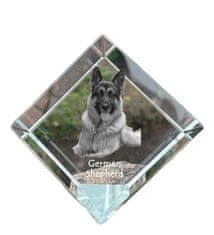 Artdog Nemški ovčar, alzaški - kristalna kocka s fotografijo, fotografija konja v kristalu, kubični obtežilnik za papir Art-Dog