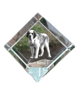 Artdog Bernardin, pes sv. Bernarda - kristalna kocka s fotografijo, fotografija konja v kristalu, kubični obtežilnik za papir Art-Dog