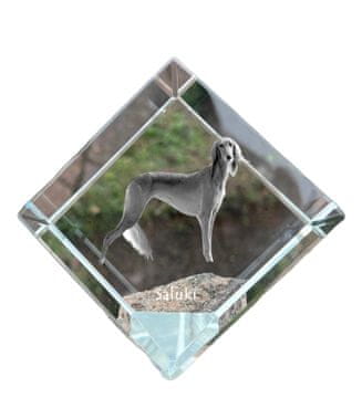 Artdog Perzijski hrt, Saluki I - kristalna kocka s fotografijo, fotografija konja v kristalu, kubični obtežilnik za papir Art-Dog