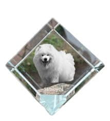 Artdog Samojed, Samojed, Samojedska - kristalna kocka s fotografijo, fotografija konja v kristalu, kubični obtežilnik za papir Art-Dog
