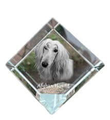 Artdog Afganistanski hrt - kristalna kocka s fotografijo, fotografija konja v kristalu, kubični obtežilnik za papir Art-Dog