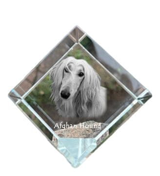 Artdog Afganistanski hrt - kristalna kocka s fotografijo, fotografija konja v kristalu, kubični obtežilnik za papir Art-Dog