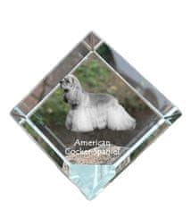 Artdog Ameriški koker španjel - kristalna kocka s fotografijo, fotografija konja v kristalu, kubični obtežilnik za papir Art-Dog