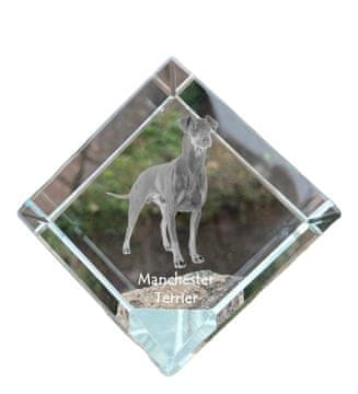 Artdog Manchester terier - kristalna kocka s fotografijo, fotografija konja v kristalu, kubični obtežilnik za papir Art-Dog