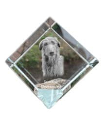 Artdog Škotski hrt, Deerhound - kristalna kocka s fotografijo, fotografija konja v kristalu, kubični obtežilnik za papir Art-Dog
